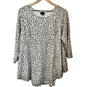 MOD Lusive Cheetah Print 3/4 Sleeve Flowy Soft Pullover Tunic Top - 1x